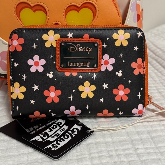 Loungefly Disney Minnie Floral Pumpkin Light-Up Glow-In-The-Dark Backpack SET - Picture 8 of 11